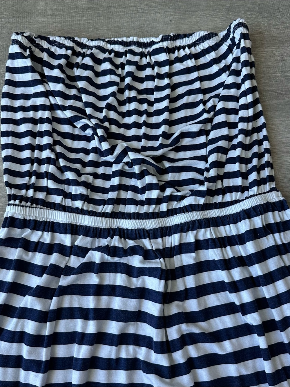 La vie en rose aqua Navy and White Striped Strapless Sundress / beach cover up - Picture 2 of 6